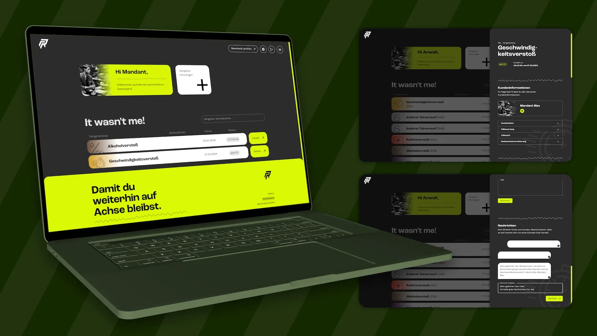 Führerscheinretter Dashboard und Interface Design